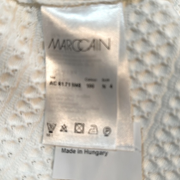 Marc Cain Capped Sleeve Texture Bubble Knit Flare Tunic w Ribbed Waist Off White - Picture 10 of 11